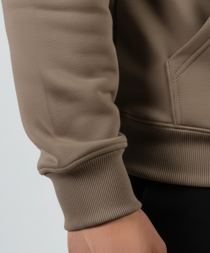 Beige Cuff Detail - Hand Outside Pocket