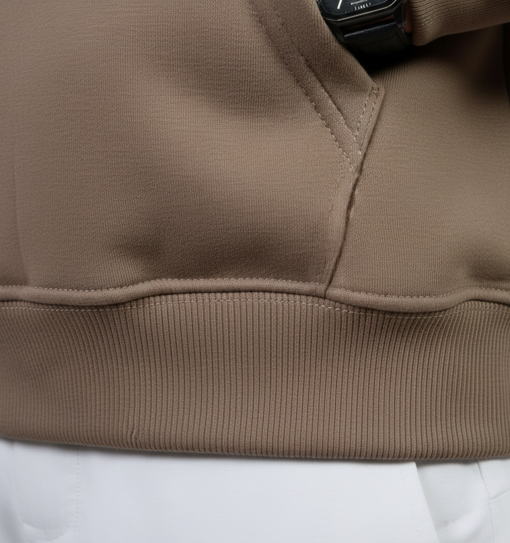 Close-up - ribbed cuff and hem detail