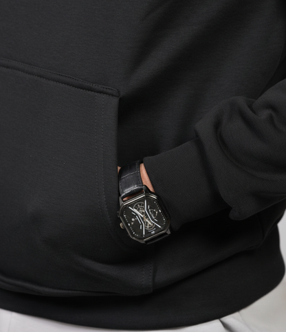 SISINO black hoodie sleeve detail with watch
